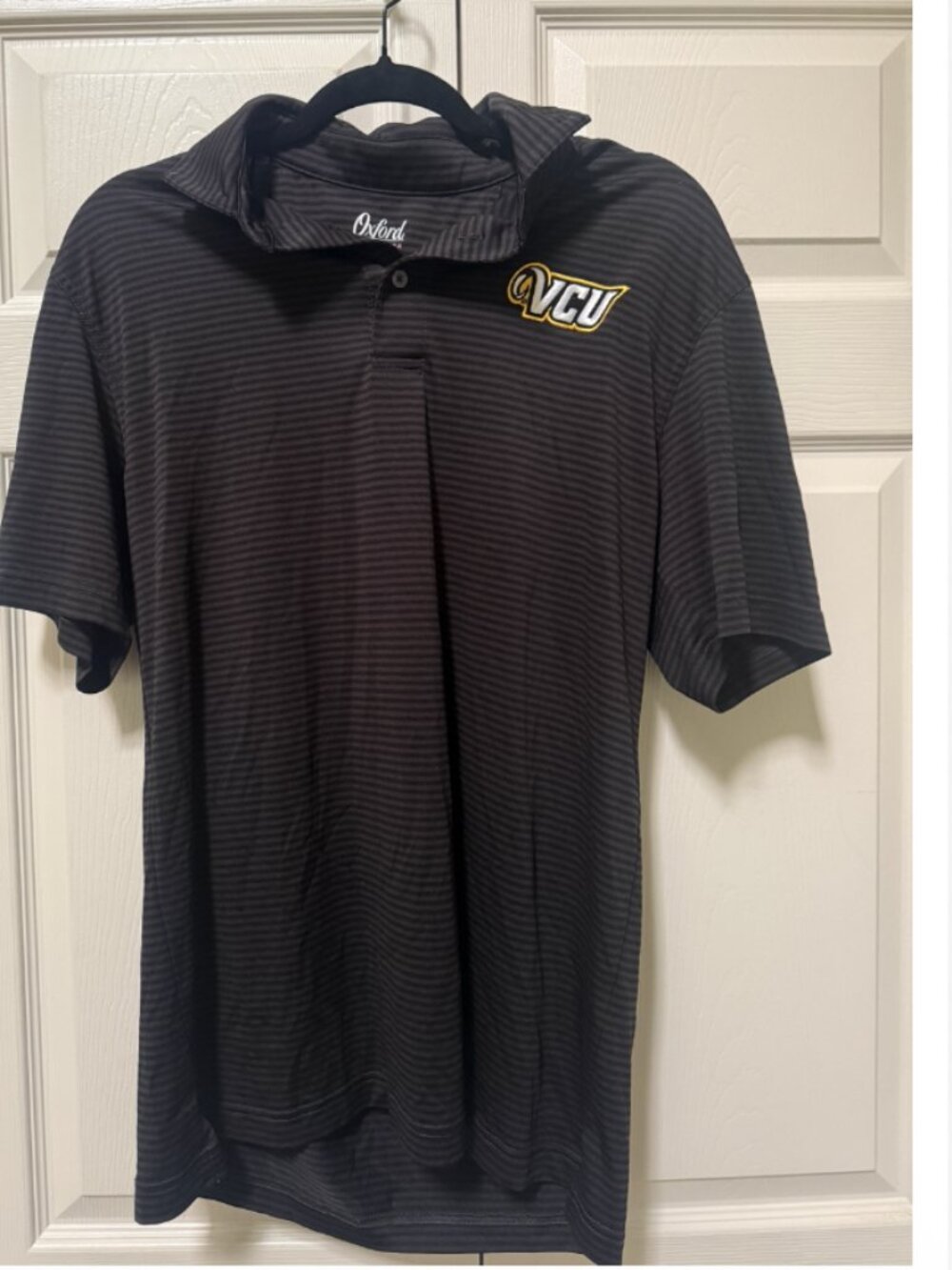 Oxford America VCU Rams Black Striped Performance Polo Men's M